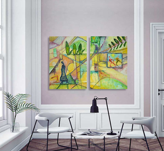 Canvas Painting Greek Land Diptych 70x50cm 2 Pieces 35x50cm