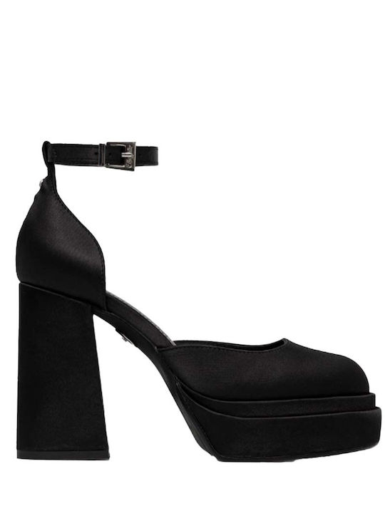 Buffalo Synthetic Leather Black Heels