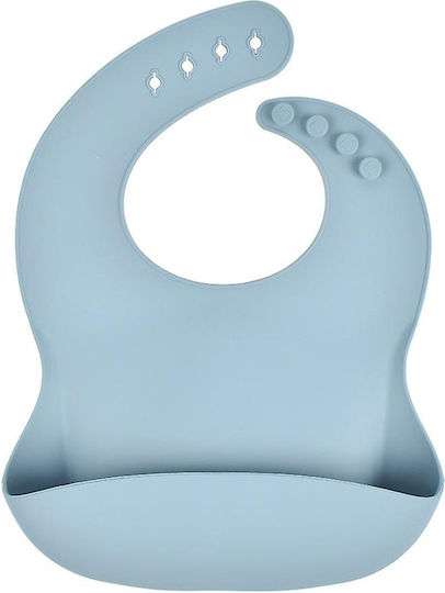 Baby Donkey Waterproof Bib Silicone with Pocket Blue