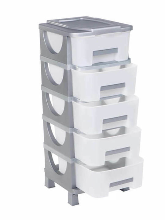Homeplast Ouma Plastic Drawer Unit 5 Tiers Silv...