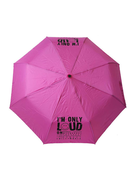 SmileyWorld Windproof Automatic Umbrella Compact Fuchsia