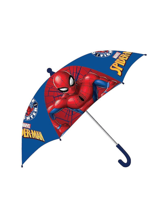 Spiderman Kids Curved Handle Umbrella Blue