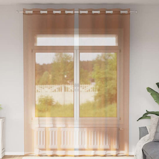 vidaXL Set Curtains with Grommets Woalo Orange 140x300cm
