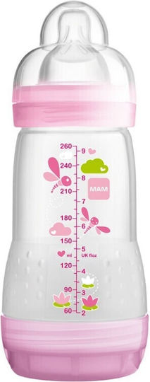 Mam Plastic Baby Bottle Easy Start Anti-Colic with Silicone Nipple for 2+ months Pink Λιβελούλα 260ml