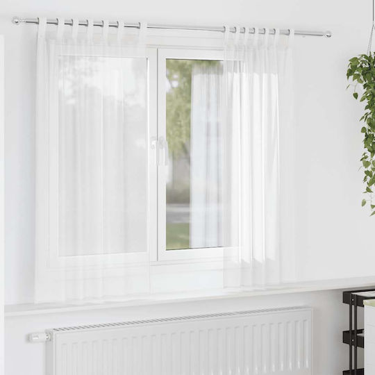 vidaXL Κουρτίνα Παραθύρου με Τιράντες Λευκή 140x175εκ.