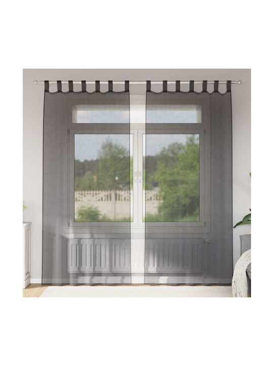vidaXL Set Window Curtains with Tab Top Black 140x245cm