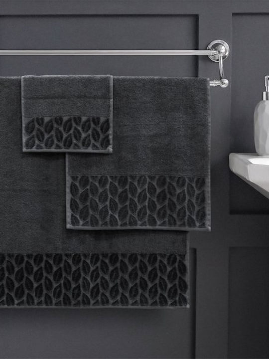 Lino Home Σετ Πετσέτες Μπάνιου 3τμχ Cappa Ανθρακί Βάρους 550gr/m²