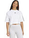 Essentials 3-Stripes Bluza Damă Bumbac Mâneci Scurte Albă