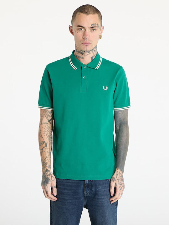 Fred Perry Polo Μπλούζα Κοντομάνικη Green, Ecru