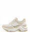Sneakers Chunky Pentru Femei White Stamp / Gri Deschis / Auriu