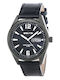 3Guys Men's Watch 44mm Battery with Black Leather Strap