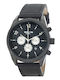 3Guys Men's Watch 45mm Chronograph Battery with Black Leather Strap