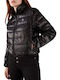 Women's Crop Puffer Jacket for Winter Black