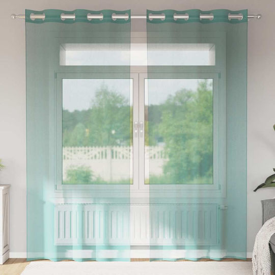 vidaXL Perdele Fereastra Cu Capse Turcoaz 140x225cm vidaXL Perdele Fereastra Cu Capse Turcoaz 140x225cm