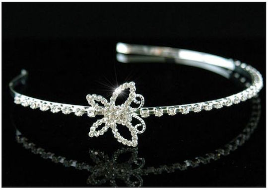 Silver Bridal Headband with Side Butterfly Swarovski Crystals Admiral