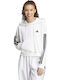 Essentials 3-Stripes French Terry Γυναικείο Φούτερ με Κουκούλα Λευκό