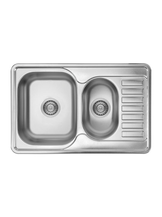 Kuchinox Drop-In Sink Inox Brushed W78xD50cm Silver