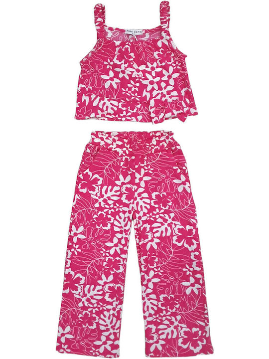Evita Set De Îmbrăcăminte Pentru Copii Cu Pantaloni Fuchsia 2 Bucăți