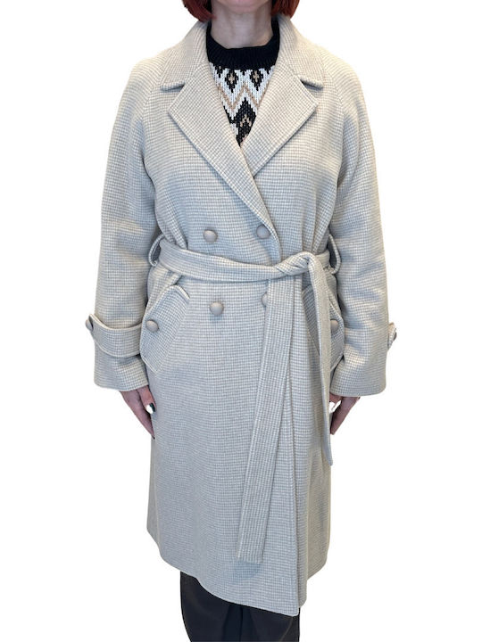 Damen beige Mantel mit Gürtel