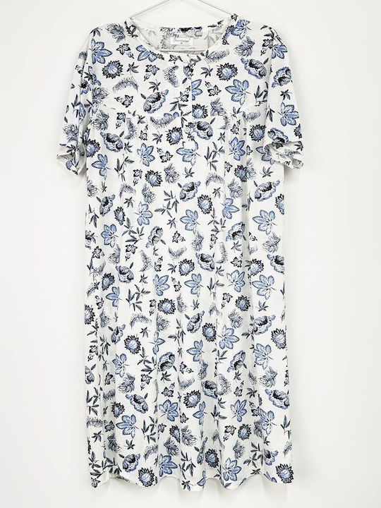 Sorrisino Summer Women's Nightdress White, Light Blue, Multicolored