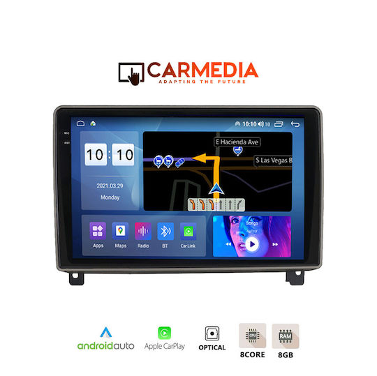 Carmedia Ηχοσύστημα Αυτοκινήτου για Peugeot 407 2004-2011 (Bluetooth/USB/AUX/WiFi/GPS/Apple-Carplay/Android-Auto) με Οθόνη Αφής 9.5"