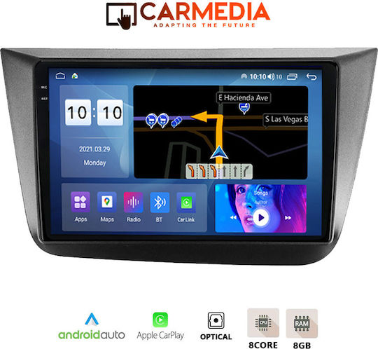 Carmedia Ηχοσύστημα Αυτοκινήτου για Seat Altea 2004-2015 (Bluetooth/USB/AUX/WiFi/GPS/Apple-Carplay/Android-Auto) με Οθόνη Αφής 9.5"