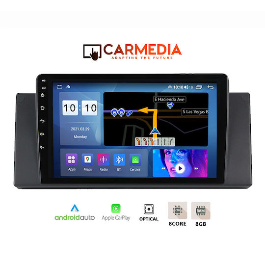Carmedia Car Audio System for BMW Series 5 (E39) / X5 (E53) 1997-2005 (Bluetooth/USB/AUX/WiFi/GPS/Apple-Carplay/Android-Auto) with Touch Screen 9.5"