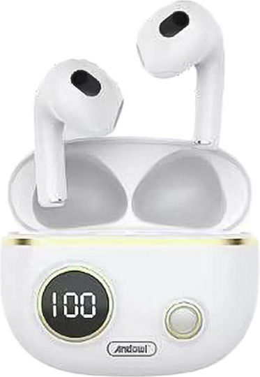 Andowl H-43 Earbud Bluetooth Handsfree Ακουστικά με Θήκη Φόρτισης Λευκά