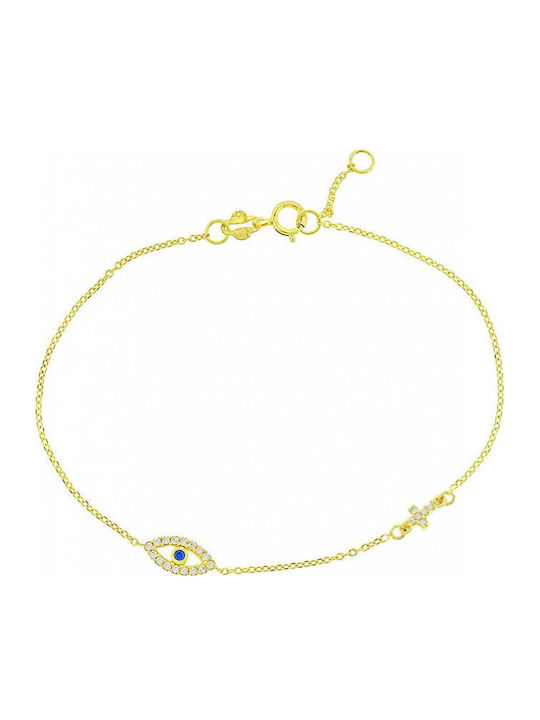 Mertzios.gr Women's Bracelet with design Eye made of Gold 9K
