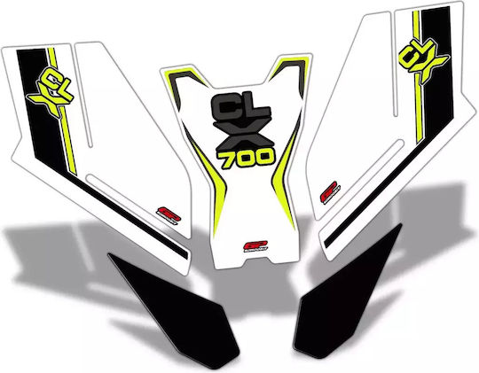 Gpk 3d Set Tank Pad Cf Moto 700 Cl-x 2022-2024 White-Yellow