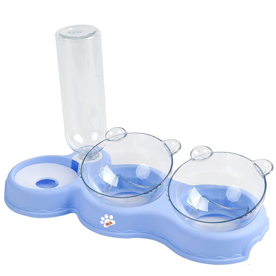 Linomag Bol Automat Din Plastic Pentru Mâncare Și Apă Pentru Câine Și Pisică 2 x 500ml 37x24x15cm