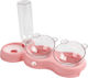 Linomag Automatisches Futter- und Wasserschale für Hund & Katze 2x 500ml 15cm in Rosa Farbe