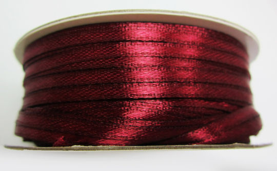 Double-Sided Satin Ribbon Bordeaux 3mm 100 meters