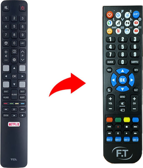 Kompatibel Fernbedienung 9302 für Τηλεοράσεις TCL