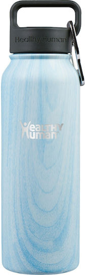Healthy Human Stein Bottle Thermos Stainless Steel BPA Free 621ml Light Blue Wood