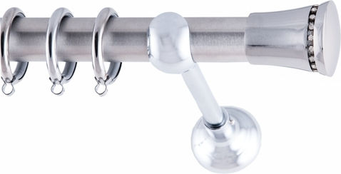 Frans Metallic Curtain Pole Eliz Strass Single 160cm Nickel Satin