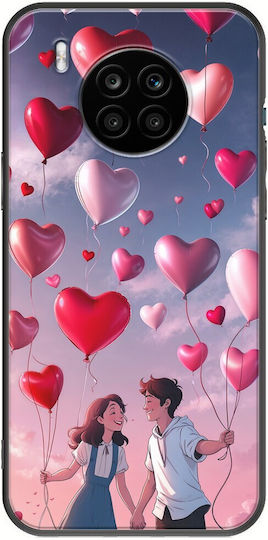 Valentine's Day Heart Balloons In Sky Case for Honor 50 Lite Black TPU Black Silicone
