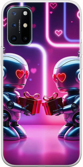 Valentine's Day Futuristic Lovebots Oneplus 8 Flexible TPU Transparent Silicone Case