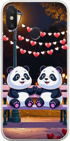 Carcasă transparentă flexibilă din silicon TPU pentru Xiaomi Mi A2 Lite cu design Panda de Ziua Îndrăgostiților sub stele