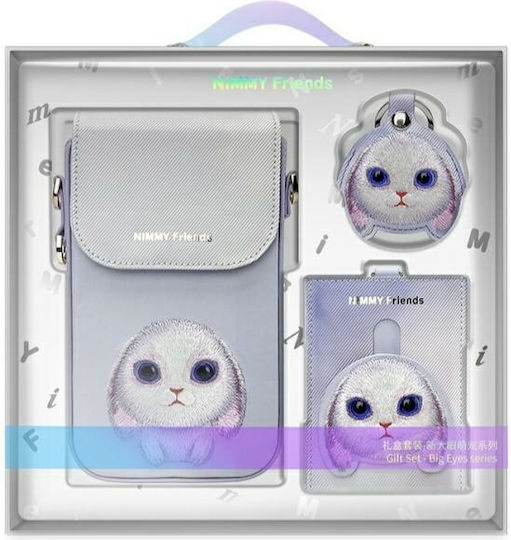Nimmy Set 3in1 Phone Bag + Wallet + Locator Case Purple Big Eyed Pet 2.0 Rabbit
