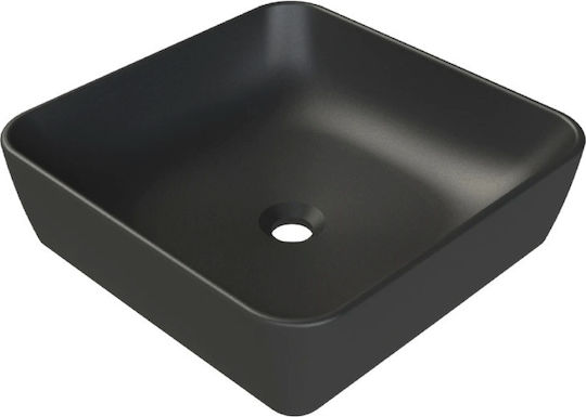 Cerastyle Deasupra Blatului Chiuvetă Porțelan 46x46x13.5cm Black Checkmate