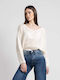 Women's Sweater Woolen with V Neckline Ecru