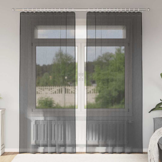 vidaXL Set Vorhänge mit Bleistiftfalten Schwarz 140x245cm