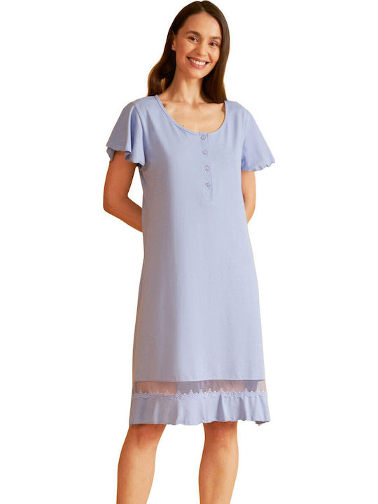 Harmony Winter Damen Nachthemd Light Blue
