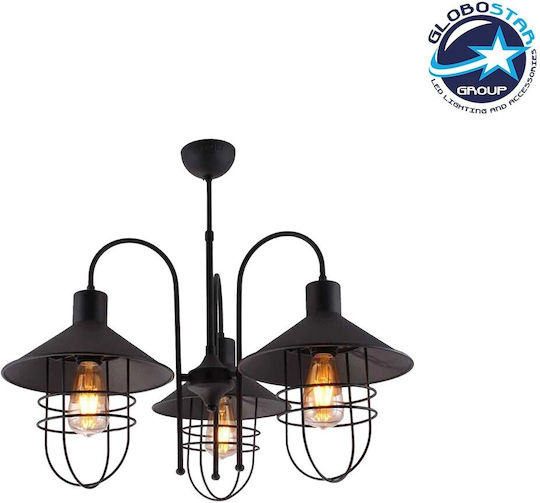 GloboStar Blazeo Pendant Light Black Bell with Socket E27 40x40x40cm