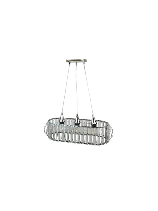 GloboStar Razia Pendant Light Silver with Crystals for Socket E27 60x40x70cm