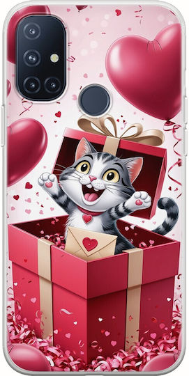 Прозрачен силиконов калъф от гъвкав TPU с изненада за Свети Валентин Love Kitty за Oneplus N10 5g