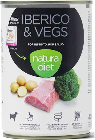 Natura Diet Nassfutter Hunde in Dose Diät mit Schweinefleisch, Gemüse, Lachs, Fleisch, Türkei, Huhn, Kartoffeln, Karotte und Brokkoli 400gr