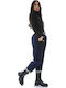 Blaue Stoffhose mit Denim-Look