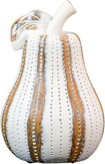 Dovleac Decorativ de Masă Fylliana Fl1374 Polirășină Alb-Auriu 12x12x18cm